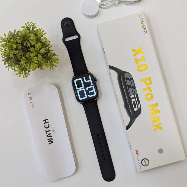 X10 Pro Max Smart Watch – 2025 Ultra Slim Smartwatch with Bluetooth Calling, Water Proof  With box - Pink