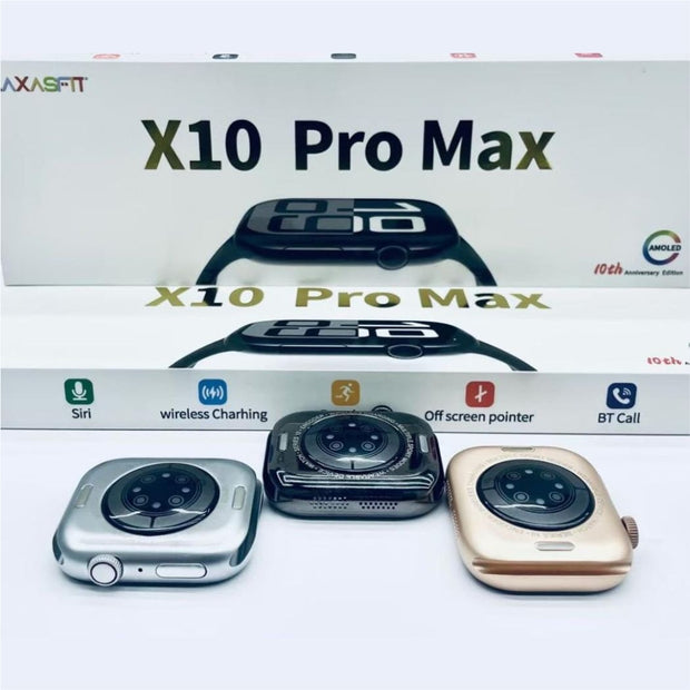 X10 Pro Max Smart Watch – 2025 Ultra Slim Smartwatch with Bluetooth Calling, Water Proof  With box - Pink